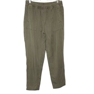 Dex Ankle Pants Sz M Flowy Lyocell Army Green Sun washed Pull on Casual Cargo